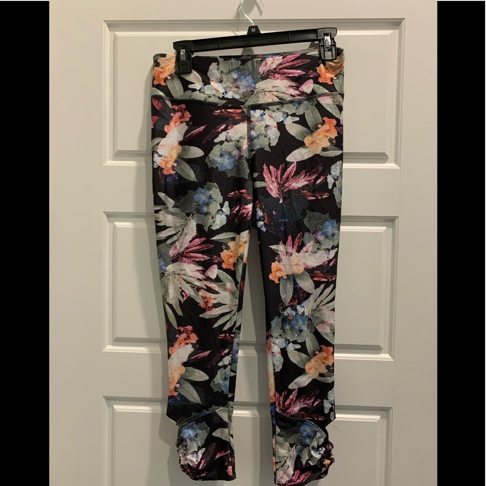 Jockey Black Floral Leggings with Cutouts